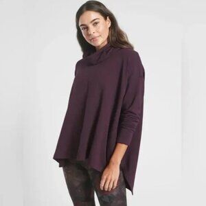 Athleta Ethereal Brushed Funnel Neck Pullover Top - Spiced Cabernet